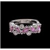 Image 2 : 0.71ctw Pink Sapphire and Diamond Ring - 14KT White Gold