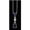 Image 1 : 0.03ct Diamond and Sapphire Pendant With Chain - 14KT White Gold