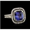 Image 1 : 14KT White Gold 3.98ct Tanzanite and Diamond Ring