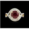 Image 2 : 3.15ct Ruby and Diamond Ring - 14KT Yellow Gold