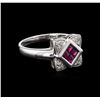 Image 1 : 0.20ctw Ruby and Diamond Ring - 14KT White Gold