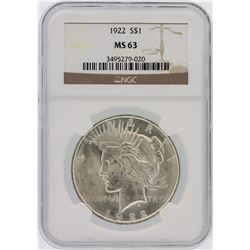 1922 NGC MS63 Peace Silver Dollar