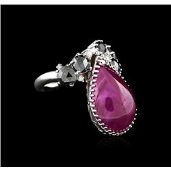 14KT White Gold 21.35ct Ruby, Sapphire and Diamond Ring