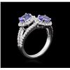 Image 3 : 14KT White Gold 1.37ctw Tanzanite and Diamond Ring