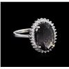 Image 1 : 3.96ct Green Tourmaline and Diamond Ring - 14KT White Gold