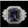 Image 2 : 18KT White Gold 4.68ct Tanzanite and Diamond Ring