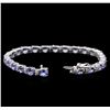 Image 3 : 10.73ctw Tanzanite and Diamond Bracelet - 14KT White Gold