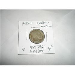 1915-D *EXTREMELY RARE KEY DATE* BUFFALO NICKEL BOOK VALUE $30.00+ *NICE EARLY GOOD GRADE* NICKEL!!