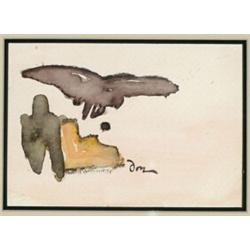 Arthur Garfield Dove (1880-1946), American, EAGLE OVER CLIFFS, Watercolour on paper laid on boa...