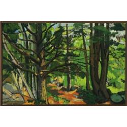 Hildegard Rath (1909- ) , American, FOREST, Oil on canvas; signed lower left, 24" x 36" - 61...