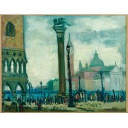 Max Band (1900-1974) , American, DOGE'S PALACE, ST.MARK'S SQUARE, VENICE, Oil on canvas; signed...