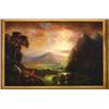 Image 1 : Hudson River School, American, SUNSET, HUDSON VALLEY, Oil on canvas, 32" x 48" - 81.3 x 121.9...