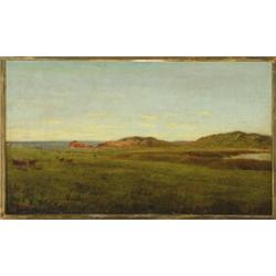 John Frederick Kensett (1816-1872), American, BEACH AT NEWPORT, CON, Oil on canvas; signed with...