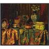 Image 1 : Wilhelm Nowak (1868-1945), Austrian, STILL-LIFE WITH PORCELAIN AND WINE CARAFE, Oil on panel; s...