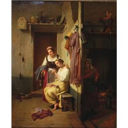 Francois Verheyden (1806-1890), Belgian, SECRETS, Oil on canvas; signed and dated 1861 lower le...