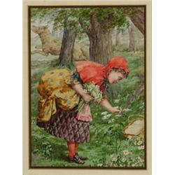 Kate Greenaway (1846-1901), British, RED RIDING HOOD, Watercolour; signed with initials lower l...