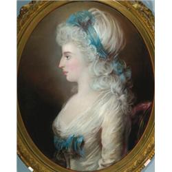 Attributed to John Russell (1745-1806), British, PORTRAIT OF MISS FEATHERSTONEHAUGH-LEIGH OF PA...