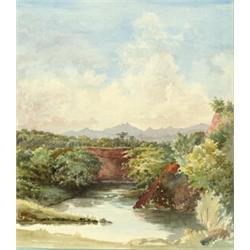 F**C** (fl.1819-1843), British, ON RIV. DE CHAUX NEAR MAHEBOURG, MAURITIUS; INTERIOR OF MAURITI...