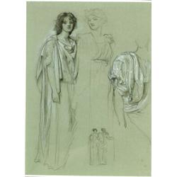 Edward John (James) Poynter (1836-1919), British, FIGURE STUDIES, Charcoal drawing heightened w...