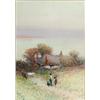 Image 1 : Thomas Dingle (19th Century), British, CHILDREN BY LAKESHORE COTTAGE, Watercolour; signed lower...