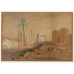 Henry Pilleau (1813-1899), British, COASTAL RUINS WITH FIGURES, Watercolour heightened with bod...