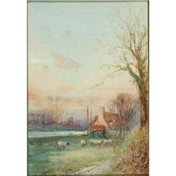 John Reginald Goodman (1878- ), British, LATE AUTUMN ON THE BROADS; SHEEP ON THE BROADS, Pair o...