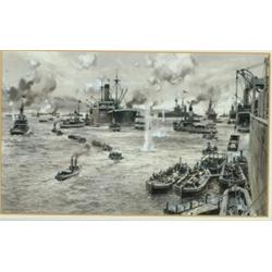 Charles Murray Padday (1868-1954), British, LANDING, DARDANELLES, Watercolour engrisaille; sign...