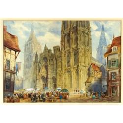 Samuel Prout (1783-1852), British, MARKET DAY, Watercolour; signed lower right, 11" x 16.3" -...