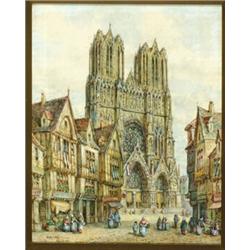 Henry SchSfer (19th Century), British/French, LOUVAIN,BELGIUM; RHEIMS,FRANCE, Pair of watercolo...