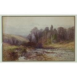 Frederick John Widgery (1861-1942), British, RIVER RAPIDS BY CASTLE RUINS, Watercolour; signed...