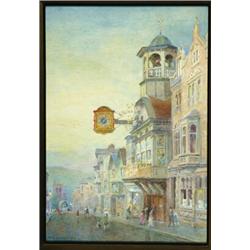 Max Ludby (1858-1943), British, THE OLD TOWN HALL, HIGH STREET, GUILFORD, Watercolour; signed l...