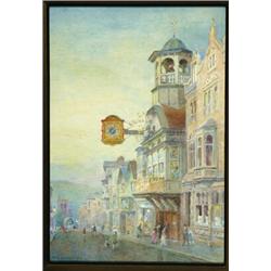 Max Ludby (1858-1943), British, THE OLD TOWN HALL, HIGH STREET, GUILFORD, Watercolour; signed l...