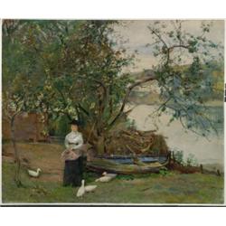 Henry Meynell Rheam (1859-1920), British, BY THE RIVER, HELSTON, Watercolour; signed lower righ...