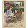 Image 1 : William Lee-Hankey (1869-1952), British, YOUNG GIRL WITH BABY IN A WHEELBARROW BY RIVER, Waterc...