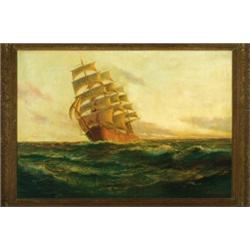 J** McCormack (19th/20th Century), British, IN FULL SAIL, Oil on canvas; signed lower right, ...