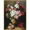 Image 1 : 19th Century British, STILL LIFE - RHODODENDRONS IN A BRASS VASE, Oil on canvas, 27.5" x 20.5...