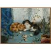 Image 1 : Edith A** Penne (19th/20th Century), British, KITTENS ON A WINDOW SILL WITH ROSES, Oil on canva...