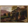 Image 1 : H** Newton (19th/20th Century), British, REPAIRING THE NETS, Oil on canvas; signed lower left...