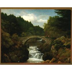 Edmund Gill (1820-1894), British, BRIDGE AND WATERFALL, RIVER BRIAR, BLAIR ATHOLL, SCOTLAND, Oi...