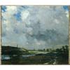 Image 1 : Bertram Priestman (1868-1951), British, STORM CLOUDS OVER THE MEADOW, Oil on canvas; signed low...