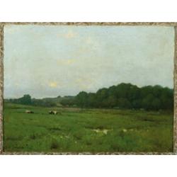 Alfred Fontville de Breanski (1877-1945), British, ON THE MARSHES, EVENING, Oil on canvas; sign...