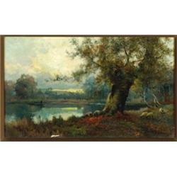 Alfred Fontville de Breanski (1877-1945), British, BURNHAM BEECHES, THE POND'S POOL, Oil on can...