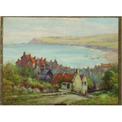 Alfred Fontville de Breanski (1877-1945), British, THE YORKSHIRE COAST, ROBIN HOOD'S BAY, Oil o...