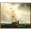 Image 1 : Tim Thompson (20th Century), British, BRITISH 50 GUN SHIP UNDER SHORTENED SAIL, Oil on panel; s...