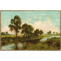 George Augustus Williams (1814-1901), British, SUMMER ON THE AVON, Oil on canvas; signed lower...