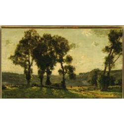 JosT Weiss (1859-1919), British, EVENING, Oil on canvas; signed lower left, 14  x 24  - 35.6...