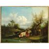 Image 1 : Henry and Charles Shayer (19th Century), British, PEASANTS AND CATTLE BY A WOODLAND POOL, Oil o...