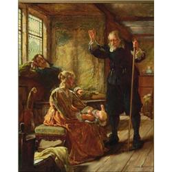 Edgar Bundy (1862-1922), British, GRANDFATHER ENTERTAINING BABY, Oil on canvas; signed and date...