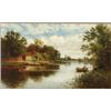 Image 1 : Alfred Augustus Glendening (fl.1861-1903), British, THE FERRY, Oil on canvas; signed lower righ...