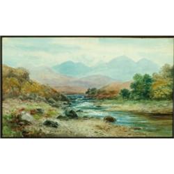 Alexander Williams (1846-1930), Irish, A HIGHLAND BURN, PERTHSHIRE, Watercolour; signed lower r...